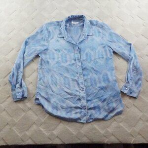 Equipment Button Up Top Womens Large Satin Blue